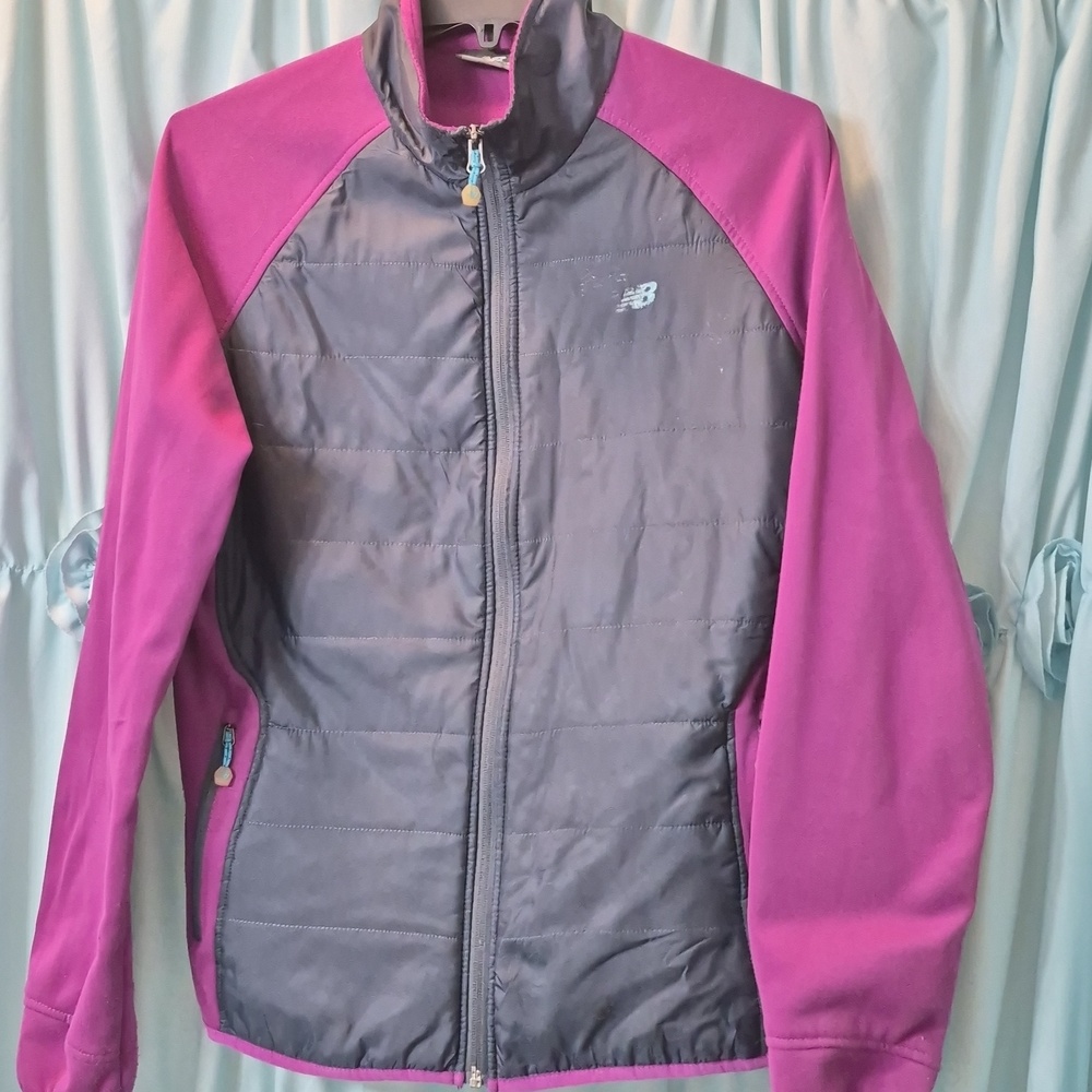 New Balance Womens Purple Grey Quilted Zip jacket Sz M